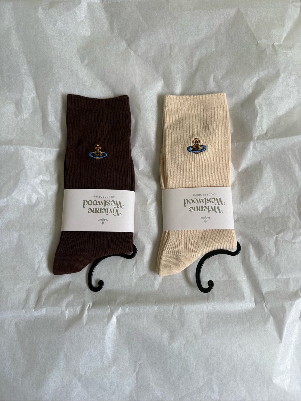 Vivienne Westwood Crew Socks - Brown & Cream (2 Pack)
